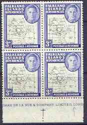 Falkland Islands Dependencies 1946-49 KG6 Thin Maps 3d block of 4, one stamp with 'dotted T in South' unmounted mint, stamps on , stamps on  stamps on , stamps on  stamps on  kg6 , stamps on  stamps on maps  