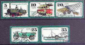 Germany - East 1977 Dresden Transport Museum perf set of 5 cto used, SG E1969-73*, stamps on ships, stamps on transport, stamps on aviation, stamps on railways, stamps on trams, stamps on cars