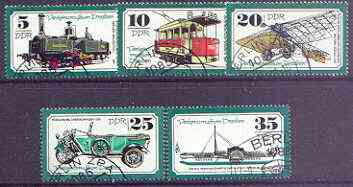 Germany - East 1977 Dresden Transport Museum perf set of 5 cto used, SG E1969-73*, stamps on , stamps on  stamps on ships, stamps on  stamps on transport, stamps on  stamps on aviation, stamps on  stamps on railways, stamps on  stamps on trams, stamps on  stamps on cars