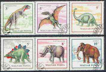 Hungary 1990 Prehistoric Animals perf set of 6 cto used, SG 4001-06, stamps on dinosaurs