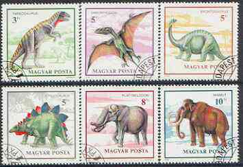 Hungary 1990 Prehistoric Animals perf set of 6 cto used, SG 4001-06, stamps on dinosaurs