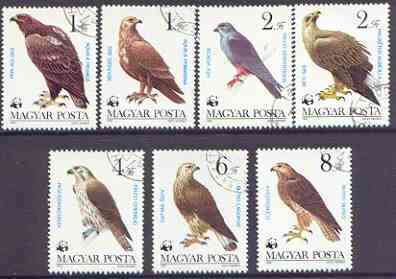 Hungary 1983 WWF - Birds of Prey perf set of 7 cto used, SG 3507-13*, stamps on , stamps on  stamps on birds, stamps on  stamps on wwf, stamps on  stamps on birds of prey, stamps on  stamps on falcon, stamps on  stamps on eagles, stamps on  stamps on buzzard, stamps on  stamps on  wwf , stamps on  stamps on 