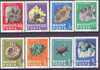 Hungary 1969 Geological Institute - Minerals & Fossils perf set of 8 cto used, SG 2463-70*, stamps on , stamps on  stamps on fossils, stamps on  stamps on minerals, stamps on  stamps on turtles, stamps on  stamps on 