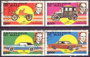 Mali 1987 Henry Ford perf set of 4 fine cds used, SG 1116-19*, stamps on cars, stamps on personalities, stamps on transport, stamps on ford, stamps on masonics, stamps on masonry
