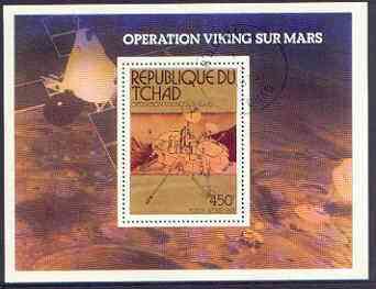 Chad 1976 Space - Viking Mission to Mars perf m/sheet cto used, SG MS 458, stamps on , stamps on  stamps on space
