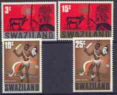 Swaziland 1968 Traditional Customs perf set of 4 unmounted mint, SG 132-35*, stamps on dancing, stamps on folklore, stamps on customs