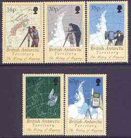 British Antarctic Territory 1998 History of Mapping in Antarctica perf set of 5 unmounted mint, SG 281-85, stamps on , stamps on  stamps on polar, stamps on  stamps on maps, stamps on  stamps on surveying