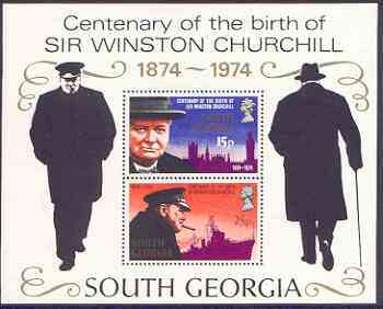 Falkland Islands Dependencies - South Georgia 1974 Churchill Birth Centenary perf m/sheet unmounted mint, SG MS 42