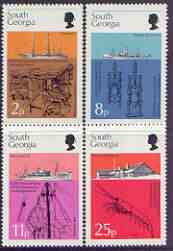 Falkland Islands Dependencies - South Georgia 1976 50th Anniversary of Discovery Investigations perf set of 4 unmounted mint, SG 46-49, stamps on ships, stamps on explorers, stamps on personalities, stamps on polar, stamps on marine life, stamps on oceans