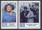 Falkland Islands Dependencies - South Georgia 1990 Queen Mother's 90th Birthday perf set of 2 unmounted mint, SG 195-96, stamps on , stamps on  stamps on royalty, stamps on  stamps on queen mother