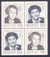 Sweden 1996 Europa - Famous Women booklet pane of 4 (2 se-tenant pairs) unmounted mint, SG 1866a, stamps on , stamps on  stamps on europa, stamps on  stamps on women, stamps on  stamps on literature