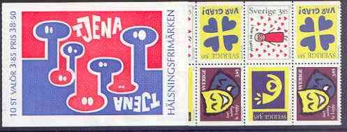 Sweden 1996 Greetings Stamps 38k50 booklet complete and pristine, SG SB 494, stamps on , stamps on  stamps on theatre, stamps on  stamps on masks, stamps on  stamps on hearts, stamps on  stamps on posthorns, stamps on  stamps on 