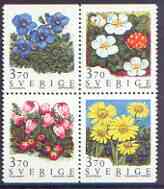 Sweden 1995 Mountain Flowers perf set of 4 unmounted mint, SG 1807-10, stamps on flowers