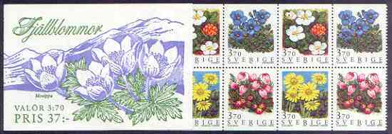 Sweden 1995 Mountain Flowers 37k booklet complete and pristine, SG SB 480, stamps on , stamps on  stamps on flowers