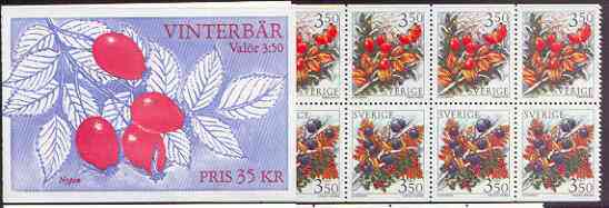 Sweden 1996 Winter Berries 35k booklet complete and pristine, SG SB 488, stamps on , stamps on  stamps on fruit, stamps on  stamps on plants, stamps on  stamps on 