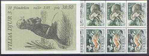 Sweden 1996 Wildlife 38k50 booklet (Stoat & Otter) complete and pristine, SG SB 489, stamps on animals, stamps on stoats, stamps on otters