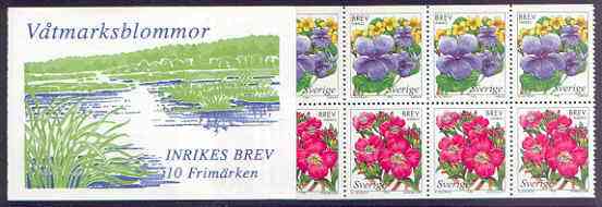 Sweden 1998 Wetland Flowers 50k booklet complete and pristine, SG SB 517, stamps on flowers, stamps on 