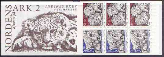Sweden 1997 Wildlife 30k booklet (Snow Leopard) complete and pristine, SG SB 503, stamps on animals, stamps on cats, stamps on leopards