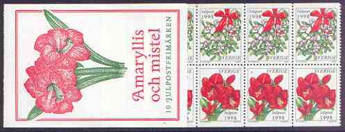 Sweden 1998 Christmas Flowers 40k booklet complete and pristine, SG SB 524, stamps on christmas, stamps on flowers