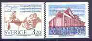 Sweden 1994 300th Birth Anniversary of Johan Helmich Roman (composer) set of 2 unmounted mint, SG 1751-52, stamps on music, stamps on composers, stamps on opera