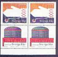 Sweden 1998 Handicrafts booklet pane containing 2 x 2 8k values in block of 4 unmounted mint, as SG 1968a, stamps on , stamps on  stamps on handicrafts, stamps on  stamps on crafts