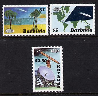 Barbuda 1986 Halley's Comet (1st series) set of 3 (SG 865-7) unmounted mint, stamps on , stamps on  stamps on space, stamps on  stamps on halley