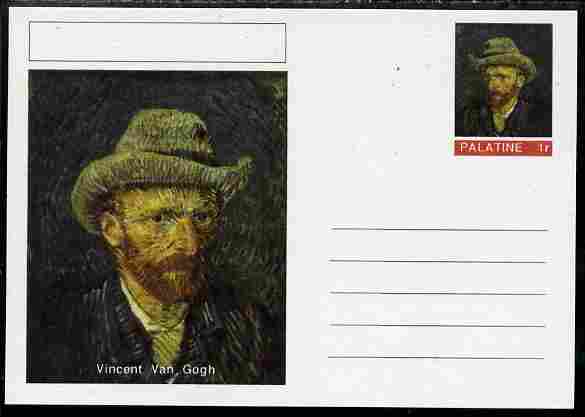 Palatine (Fantasy) Personalities - Vincent Van Gogh postal stationery card unused and fine, stamps on , stamps on  stamps on personalities, stamps on  stamps on van gogh, stamps on  stamps on arts