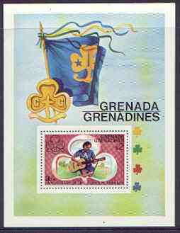 Grenada - Grenadines 1976 50th Anniversary of Girl guides perf m/sheet unmounted mint, SG MS 168, stamps on , stamps on  stamps on scouts, stamps on  stamps on guides, stamps on  stamps on flags, stamps on  stamps on guitar