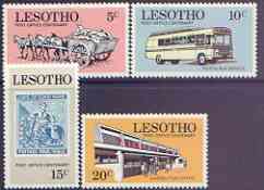 Lesotho 1972 Post Office Centenary perf set of 4 unmounted mint, SG 219-22*, stamps on , stamps on  stamps on stamp centenary, stamps on  stamps on stamp on stamp, stamps on  stamps on post offices, stamps on  stamps on buses, stamps on  stamps on horses, stamps on  stamps on postal, stamps on  stamps on stamponstamp