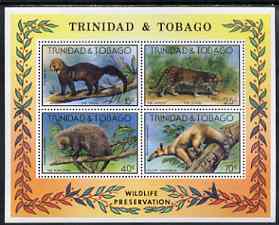 Trinidad & Tobago 1978 Wildlife perf m/sheet unmounted mint , SG MS 525, stamps on animals, stamps on ocelot, stamps on cats, stamps on porcupine