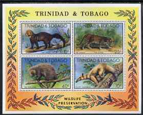 Trinidad & Tobago 1978 Wildlife perf m/sheet unmounted mint , SG MS 525, stamps on , stamps on  stamps on animals, stamps on  stamps on ocelot, stamps on  stamps on cats, stamps on  stamps on porcupine