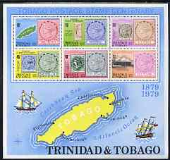 Trinidad & Tobago 1979 Tobago Stamp Centenary perf m/sheet unmounted mint, SG MS 550, stamps on , stamps on  stamps on stamp centenary, stamps on  stamps on stamp on stamp, stamps on  stamps on maps, stamps on  stamps on post offices, stamps on  stamps on stamponstamp