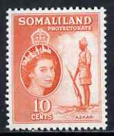 Somaliland 1953-58 Sentry, Somali Scouts 10c orange unmounted mint, SG 138, stamps on , stamps on  stamps on militaria, stamps on  stamps on scouts