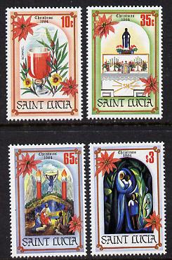 St Lucia 1984 Christmas set of 4 (SG 735-8) unmounted mint, stamps on christmas       flowers      alcohol