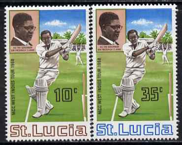 St Lucia 1968 MCC's West Indies Tour perf set of 2 unmounted mint, SG 243-44, stamps on cricket, stamps on sport