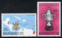 Barbados 1976 West Indian Victory in Cricket Cup perf set of 2 unmounted mint, SG 559-60, stamps on sport, stamps on cricket, stamps on maps