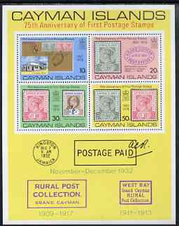 Cayman Islands 1976 75th Anniversary of First Postage Stamp perf m/sheet unmounted mint, SG MS 403, stamps on stamp on stamp, stamps on stamp centenary, stamps on post offices, stamps on stamponstamp