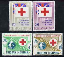 Tristan da Cunha 1970 Centenary of British Red Cross perf set of 4 unmounted mint, SG 129-32, stamps on red cross, stamps on flags