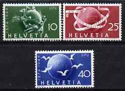 Switzerland 1949 75th Anniversary of Universal Postal Union perf set of 3 unmounted mint, SG 503-505, stamps on , stamps on  stamps on , stamps on  stamps on  upu , stamps on  stamps on 