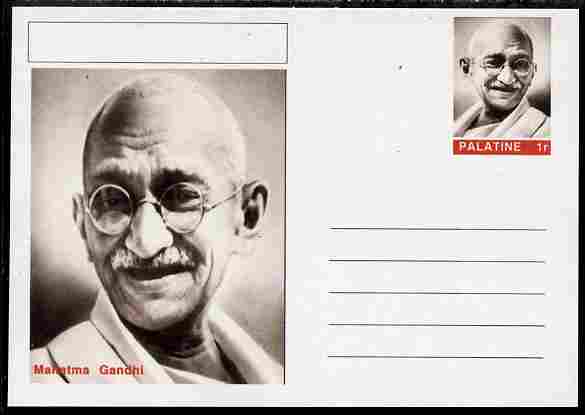 Palatine (Fantasy) Personalities - Mahatma Gandhi postal stationery card unused and fine, stamps on , stamps on  stamps on personalities, stamps on  stamps on gandhi, stamps on  stamps on constitutions