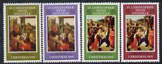 St Kitts-Nevis 1969 Christmas - Paintings perf set of 4 unmounted mint, SG 202-205, stamps on christmas, stamps on arts