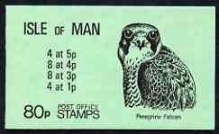 Isle of Man 1980 Peregrine Falcon 80p booklet complete (green cover) SG SB12, stamps on , stamps on  stamps on birds, stamps on  stamps on birds of prey, stamps on  stamps on falcons