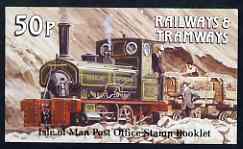 Isle of Man 1988 Manx Railways & Tramways 50p booklet (Baldwin Loco) complete and fine, SG SB18, stamps on railways, stamps on trams