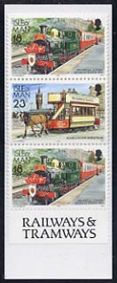 Isle of Man 1992 Manx Railways & Tramways Â£1 booklet (Double-Decker Horse Drawn Tram) complete and fine, SG SB29, stamps on , stamps on  stamps on railways, stamps on  stamps on trams, stamps on  stamps on horses