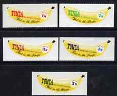 Tonga 1969 Banana self-adhesive set of 5 unmounted mint, SG 280-84, stamps on fruit, stamps on bananas, stamps on self adhesive