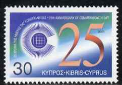 Cyprus 2001 25th Anniversary of Commonwealth Day unmounted mint SG1012*, stamps on , stamps on  stamps on commonwealth