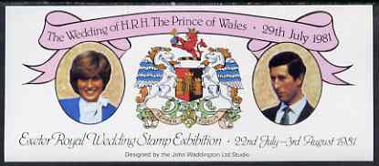 Exhibition souvenir sheet for 1981 Exeter Royal Wedding Stamp Exhibition unmounted mint, stamps on , stamps on  stamps on royalty, stamps on  stamps on charles, stamps on  stamps on diana, stamps on  stamps on stamp exhibitions