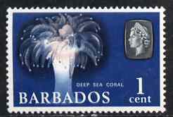 Barbados 1965 Deep Sea Coral 1c def (wmk upright) unmounted mint SG 322, stamps on , stamps on  stamps on marine life, stamps on  stamps on coral