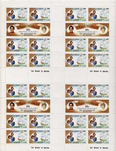 St Vincent - Grenadines 1981 Royal Wedding 50c (Royal Yacht The Mary) in complete uncut sheet containing 4 sheetlets as SG 195b (28 stamps) unmounted mint, stamps on , stamps on  stamps on royalty, stamps on  stamps on ships, stamps on  stamps on diana, stamps on  stamps on charles, stamps on  stamps on sailing