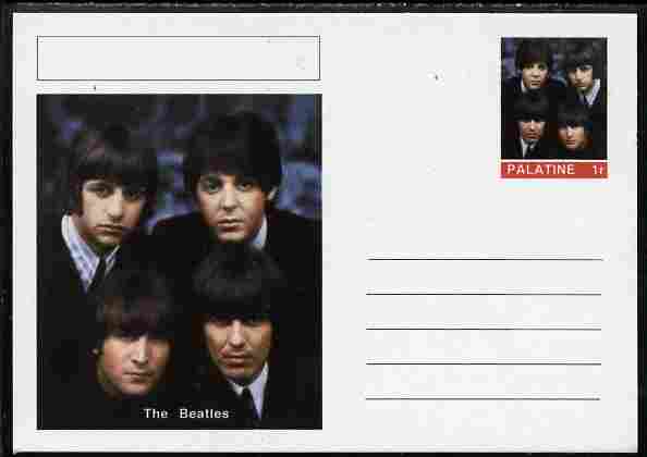 Palatine (Fantasy) Personalities - The Beatles postal stationery card unused and fine, stamps on personalities, stamps on music, stamps on films, stamps on cinema, stamps on movies, stamps on pops, stamps on rock, stamps on beatles